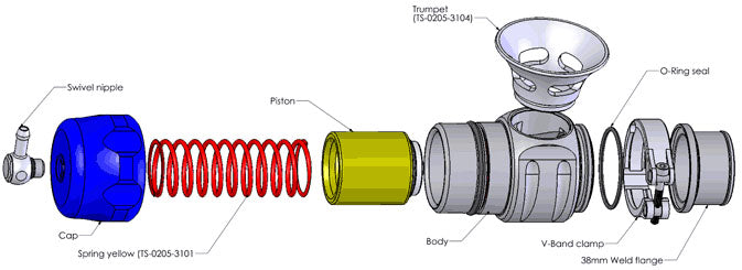 Turbosmart BOV Supersonic Uni - Blue  TS-0205-1300 Blow Off Valve, Dump Valve