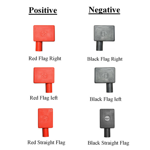Battery Terminal Insulation Covers Positive Red & Negative Black Flag