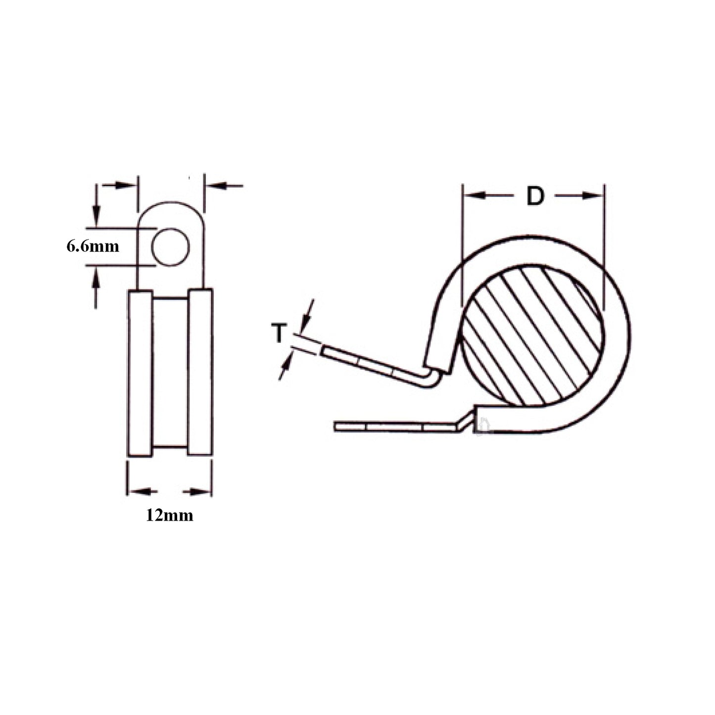 Black Nylon P Clips for Conduit, Cable, Tubing & Sleeving