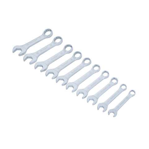 10 PCE Chrome Metric 10-19mm Stubby Spanner Set, Including Carrying Case