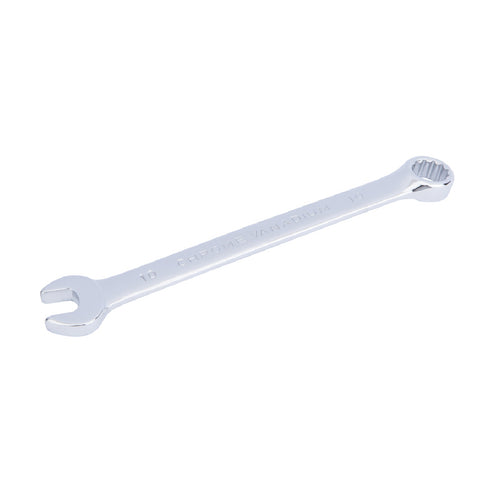 Chrome 10mm Fully Polished Double Ended Spanner, Open Ended Head Offset 15°