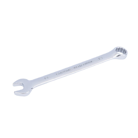 Chrome 13mm Fully Polished Double Ended Spanner, Open Ended Head Offset 15°