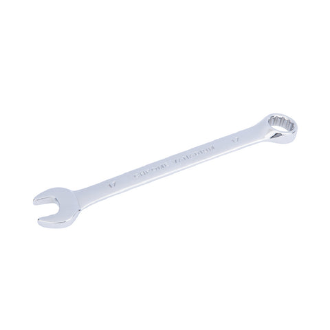 Chrome 17mm Fully Polished Double Ended Spanner, Open Ended Head Offset 15°