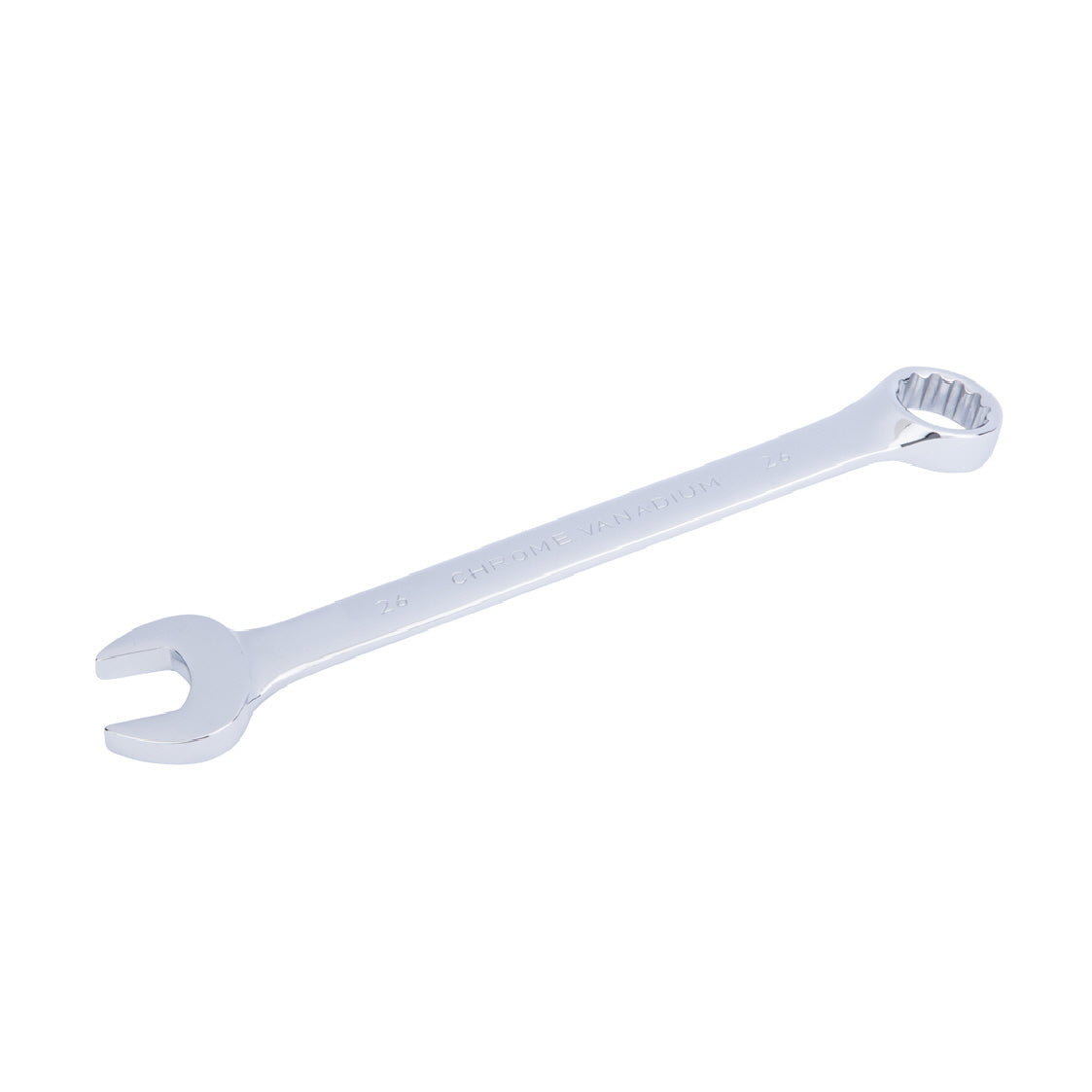 Chrome 26mm Fully Polished Double Ended Spanner, Open Ended Head Offset 15°