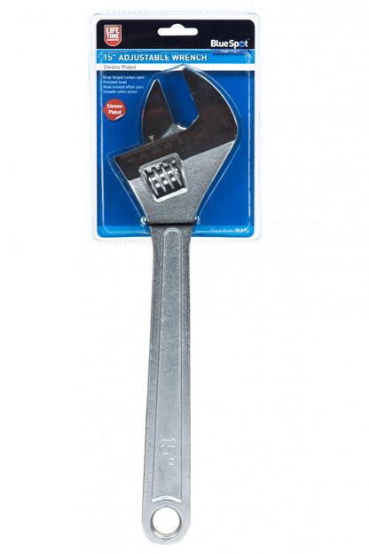 Chrome Adjustable 380mm Wrench, Features 50mm Offset Jaw Width