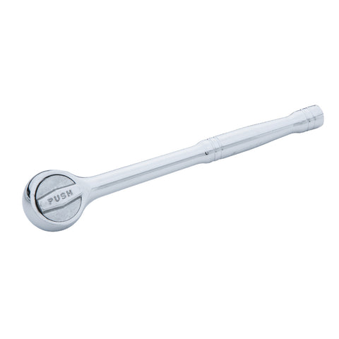 Chrome Plated Quick Release 3/8" Push Ratchet, Features Contoured Handle