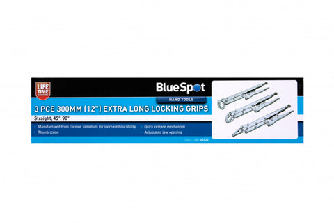 3 PCE Chrome Extra Long Locking 300mm Grips, Quick Release Thumb Screw