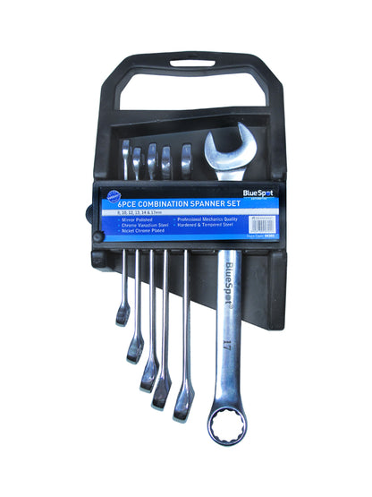 6 PCE Chrome Metric 8-17mm Combination Spanner Set, Including Carrying Case