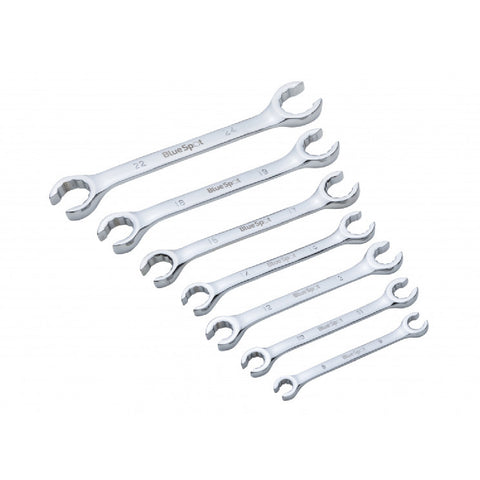 7 PCE Chrome Flare Nut Spanner Set 8-24mm, Featuring 15° Jaw