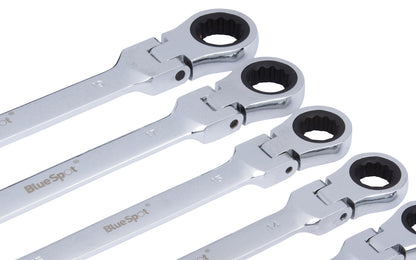 8 PCE Chrome Polished Flexible Metric 8-19mm Ratchet Spanner Set