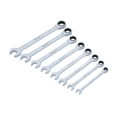 8 PCE Chrome Polished Metric 8-19mm Ratchet Spanner