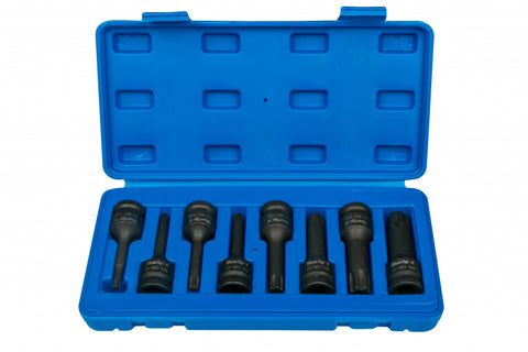 8 PCE Impact Torx 1/2" Socket Set in Carrying Case T30-T80, Ideal for Air Tools