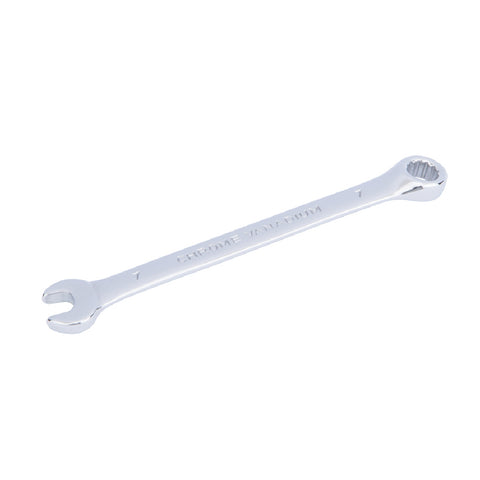 Chrome 7mm Fully Polished Double Ended Spanner, Open Ended Head Offset 15°