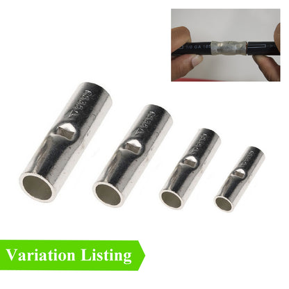 Copper Butt Straight Connection Terminal, Crimp & Solder. All Sizes