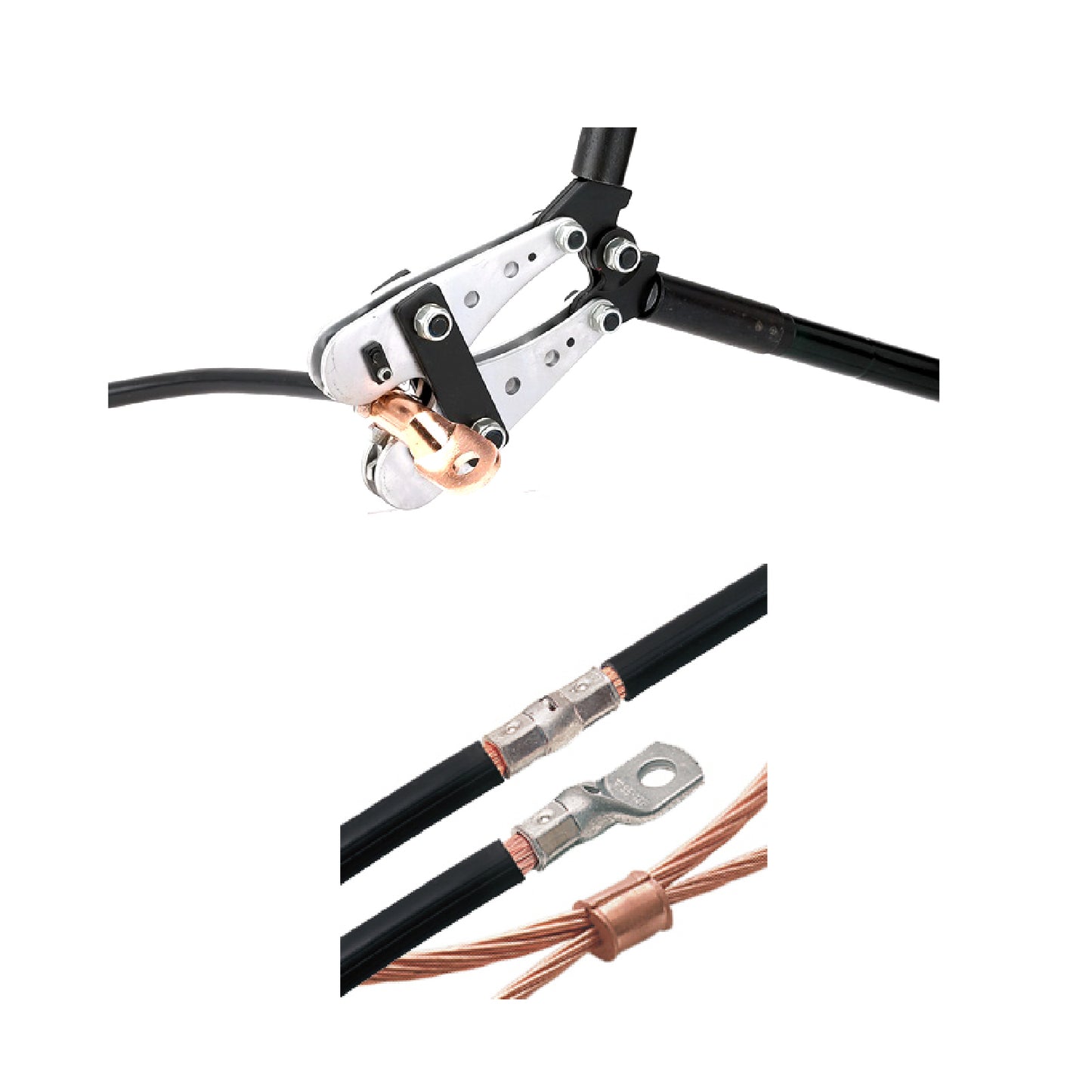 140 x Assorted Copper Tube Battery Terminals with Crimping Tool