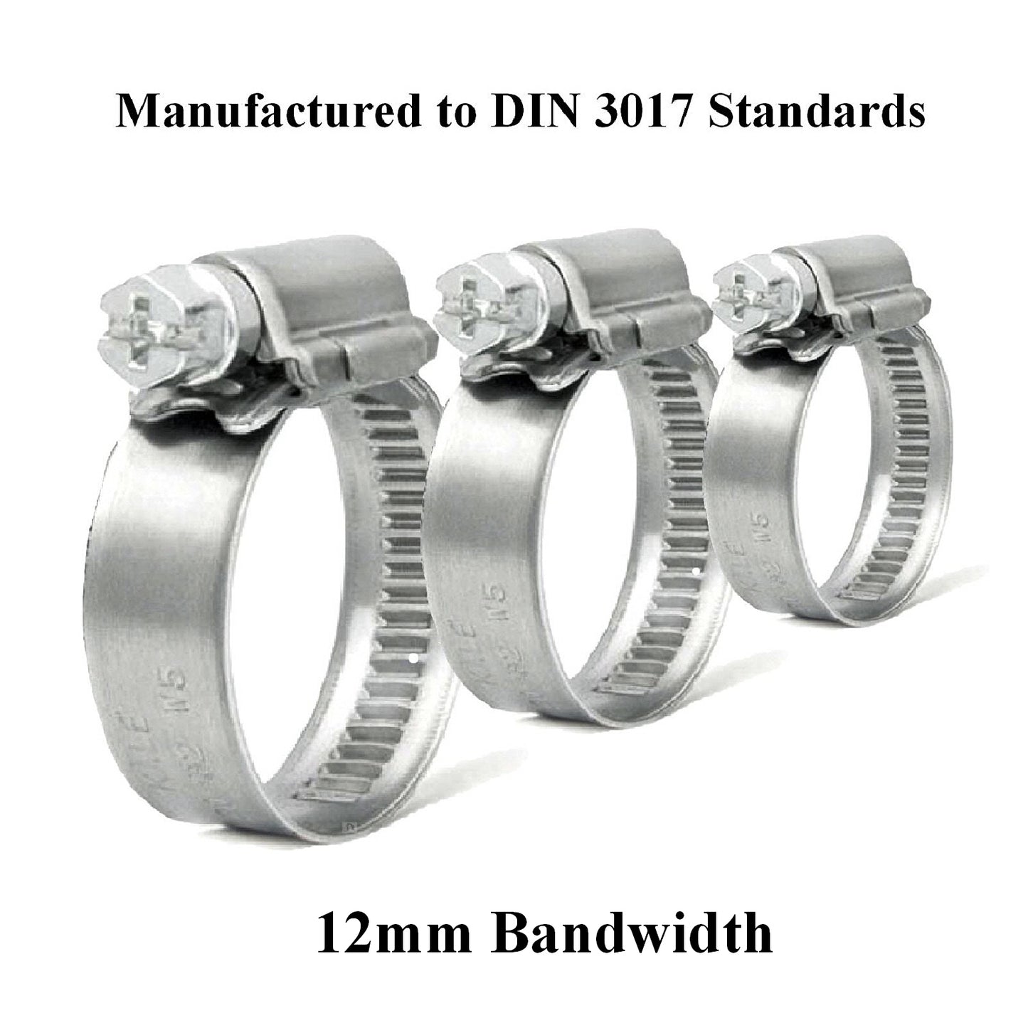 High Grade Worm Drive 12mm Band Jubilee Hose Clamps / Menu Options