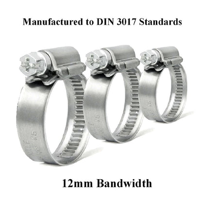 High Grade Worm Drive 12mm Band Jubilee Hose Clamps / Menu Options