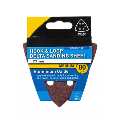 Hook and Loop 93mm Detail Sanding Sheets 80 Grit<br><br>