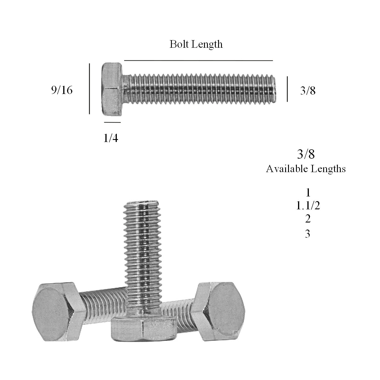 Imperial Set Screw Bolts 3/16” 1/4'', 5/16'' & 3/8” UNF<br>Menu Options