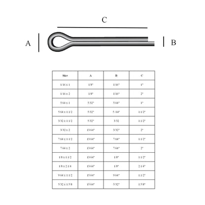 Imperial Split Cotter Pins for Securing Clevis Pins<br> Menu Options