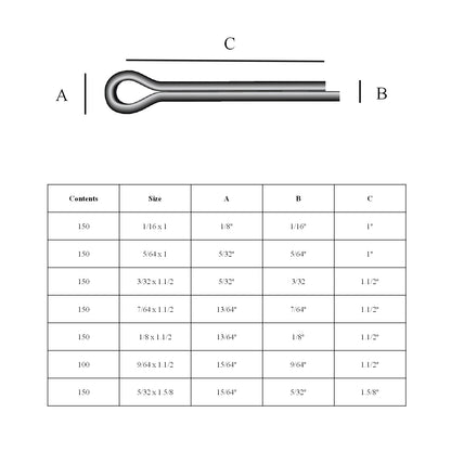 1000 x Assorted Imperial Cotter Split Pins<br><br>