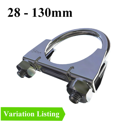 Universal U Bolt Exhaust Clamps. <br>Sizes: 80 - 130mm